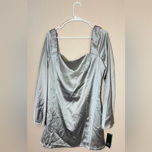 Elegant Silver Long Sleeve Dress